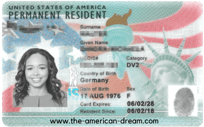 Recto de la Green Card americaine